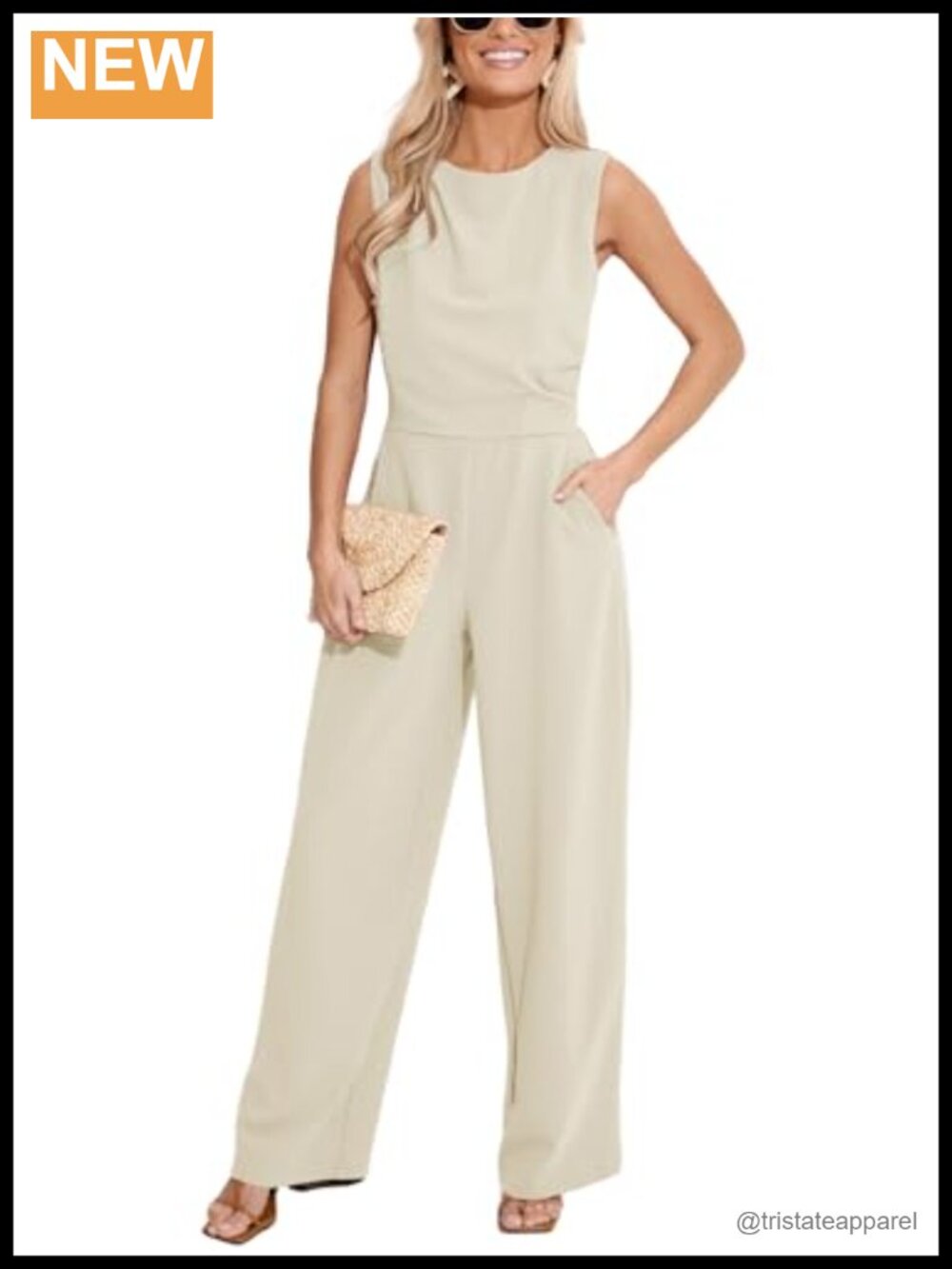 CUPSHE Women's Maxi Jumpsuit Sleeveless Wide Leg Fitted One Piece Pockets Casual